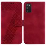 For Samsung Galaxy A02s EU Edition 166.5mm Seven-shaped Embossed Leather Phone Case(Red)