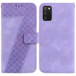 For Samsung Galaxy A03s US Version 164.2mm 7-shaped Embossed Leather Phone Case(Purple)