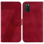 For Samsung Galaxy A03s US Version 164.2mm Seven-shaped Embossed Leather Phone Case(Red)