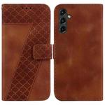 For Samsung Galaxy A14 5G 7-shaped Embossed Leather Phone Case(Brown)