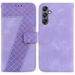 For Samsung Galaxy A24 4G 7-shaped Embossed Leather Phone Case(Purple)