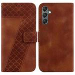For Samsung Galaxy A24 4G 7-shaped Embossed Leather Phone Case(Brown)