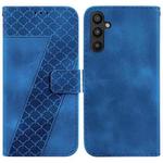 For Samsung Galaxy A34 5G Seven-shaped Embossed Leather Phone Case(Blue)