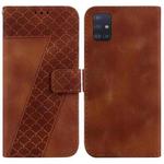 For Samsung Galaxy A71 Seven-shaped Embossed Leather Phone Case(Brown)