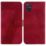 For Samsung Galaxy A71 5G 7-shaped Embossed Leather Phone Case(Red)