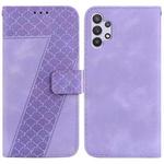 For Samsung Galaxy A32 4G Seven-shaped Embossed Leather Phone Case(Purple)