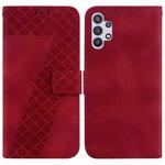 For Samsung Galaxy A32 4G Seven-shaped Embossed Leather Phone Case(Red)