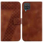 For Samsung Galaxy F22 4G 7-shaped Embossed Leather Phone Case(Brown)