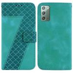 For Samsung Galaxy Note20 7-shaped Embossed Leather Phone Case(Green)