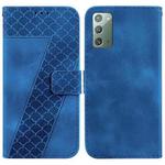 For Samsung Galaxy Note20 7-shaped Embossed Leather Phone Case(Blue)