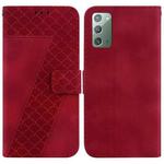 For Samsung Galaxy Note20 Seven-shaped Embossed Leather Phone Case(Red)