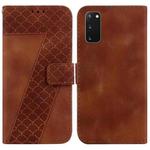 For Samsung Galaxy S20 7-shaped Embossed Leather Phone Case(Brown)