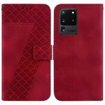 For Samsung Galaxy S20 Ultra Seven-shaped Embossed Leather Phone Case(Red)