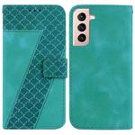 For Samsung Galaxy S21 5G 7-shaped Embossed Leather Phone Case(Green)