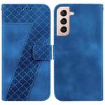 For Samsung Galaxy S21 5G 7-shaped Embossed Leather Phone Case(Blue)