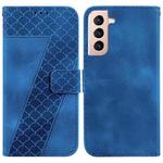 For Samsung Galaxy S21 5G Seven-shaped Embossed Leather Phone Case(Blue)