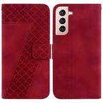 For Samsung Galaxy S22 5G 7-shaped Embossed Leather Phone Case(Red)