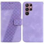 For Samsung Galaxy S22 Ultra 5G Seven-shaped Embossed Leather Phone Case(Purple)