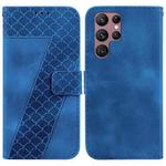 For Samsung Galaxy S22 Ultra 5G 7-shaped Embossed Leather Phone Case(Blue)