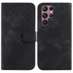 For Samsung Galaxy S22 Ultra 5G 7-shaped Embossed Leather Phone Case(Black)