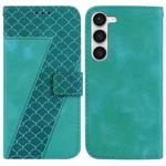 For Samsung Galaxy S23 5G Seven-shaped Embossed Leather Phone Case(Green)