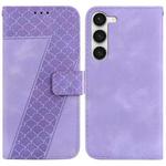 For Samsung Galaxy S23 5G Seven-shaped Embossed Leather Phone Case(Purple)