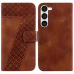 For Samsung Galaxy S23+ 5G Seven-shaped Embossed Leather Phone Case(Brown)