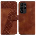 For Samsung Galaxy S23 Ultra 5G Seven-shaped Embossed Leather Phone Case(Brown)