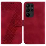 For Samsung Galaxy S23 Ultra 5G 7-shaped Embossed Leather Phone Case(Red)