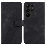 For Samsung Galaxy S23 Ultra 5G 7-shaped Embossed Leather Phone Case(Black)