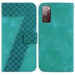 For Samsung Galaxy S20 FE 4G/5G Seven-shaped Embossed Leather Phone Case(Green)