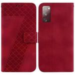For Samsung Galaxy S20 FE 4G/5G 7-shaped Embossed Leather Phone Case(Red)