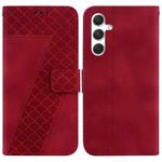 For Samsung Galaxy S24+ 5G 7-shaped Embossed Leather Phone Case(Red)