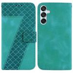 For Samsung Galaxy M15/F15 Seven-shaped Embossed Leather Phone Case(Green)