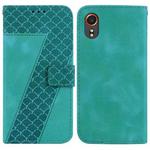 For Samsung Galaxy Xcover7 7-shaped Embossed Leather Phone Case(Green)