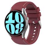 For Samsung Galaxy Watch 6 / 6 Classic Leather Silicone Watch Band(Wine Red)