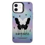 For iPhone 11 Electroplated Silver Series PC Protective Phone Case(Black Butterfly)