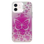 For iPhone 11 Electroplated Silver Series PC Protective Phone Case(Pink Butterfly)