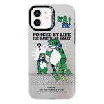 For iPhone 12 Electroplated Silver Series PC Protective Phone Case(Frog)