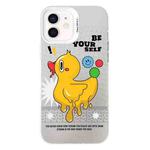 For iPhone 12 Electroplated Silver Series PC Protective Phone Case(Duck)