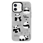 For iPhone 12 Electroplated Silver Series PC Protective Phone Case(Grey Panda)