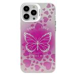 For iPhone 12 Pro Max Electroplated Silver Series PC Protective Phone Case(Pink Butterfly)