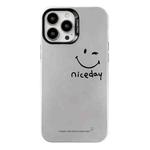 For iPhone 12 Pro Max Electroplated Silver Series PC Protective Phone Case(Simple Smiley Face)