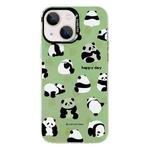 For iPhone 13 Electroplated Silver Series PC Protective Phone Case(Green Panda)