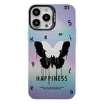 For iPhone 13 Pro Max Electroplated Silver Series PC Protective Phone Case(Black Butterfly)