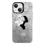 For iPhone 14 Electroplated Silver Series PC Protective Phone Case(Lovers)