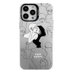 For iPhone 14 Pro Max Electroplated Silver Series PC Protective Phone Case(Lovers)