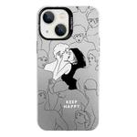 For iPhone 15 Electroplated Silver Series PC Protective Phone Case(Lovers)