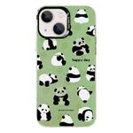 For iPhone 15 Plus Electroplated Silver Series PC Protective Phone Case(Green Panda)