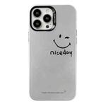For iPhone 15 Pro Electroplated Silver Series PC Protective Phone Case(Simple Smiley Face)